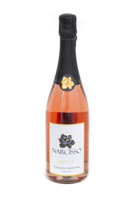 Bottle of Narcisso sparkling rose wine on a white background